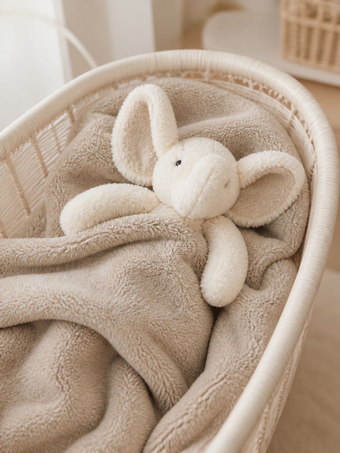 Chenille Toy With Blanket - Ivory Bunny