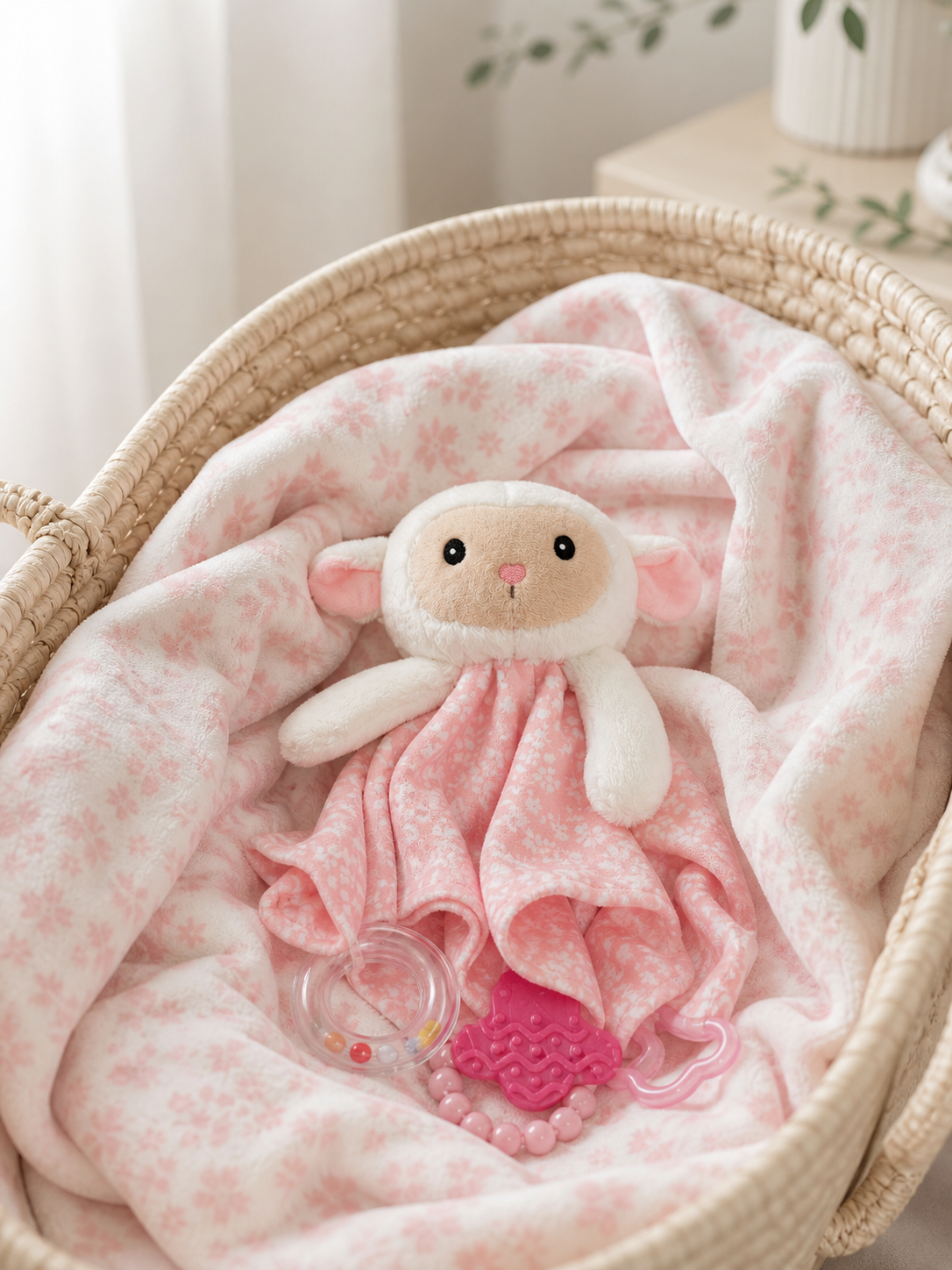 Plush Activity NUNU & Blanket - Pink Lamb