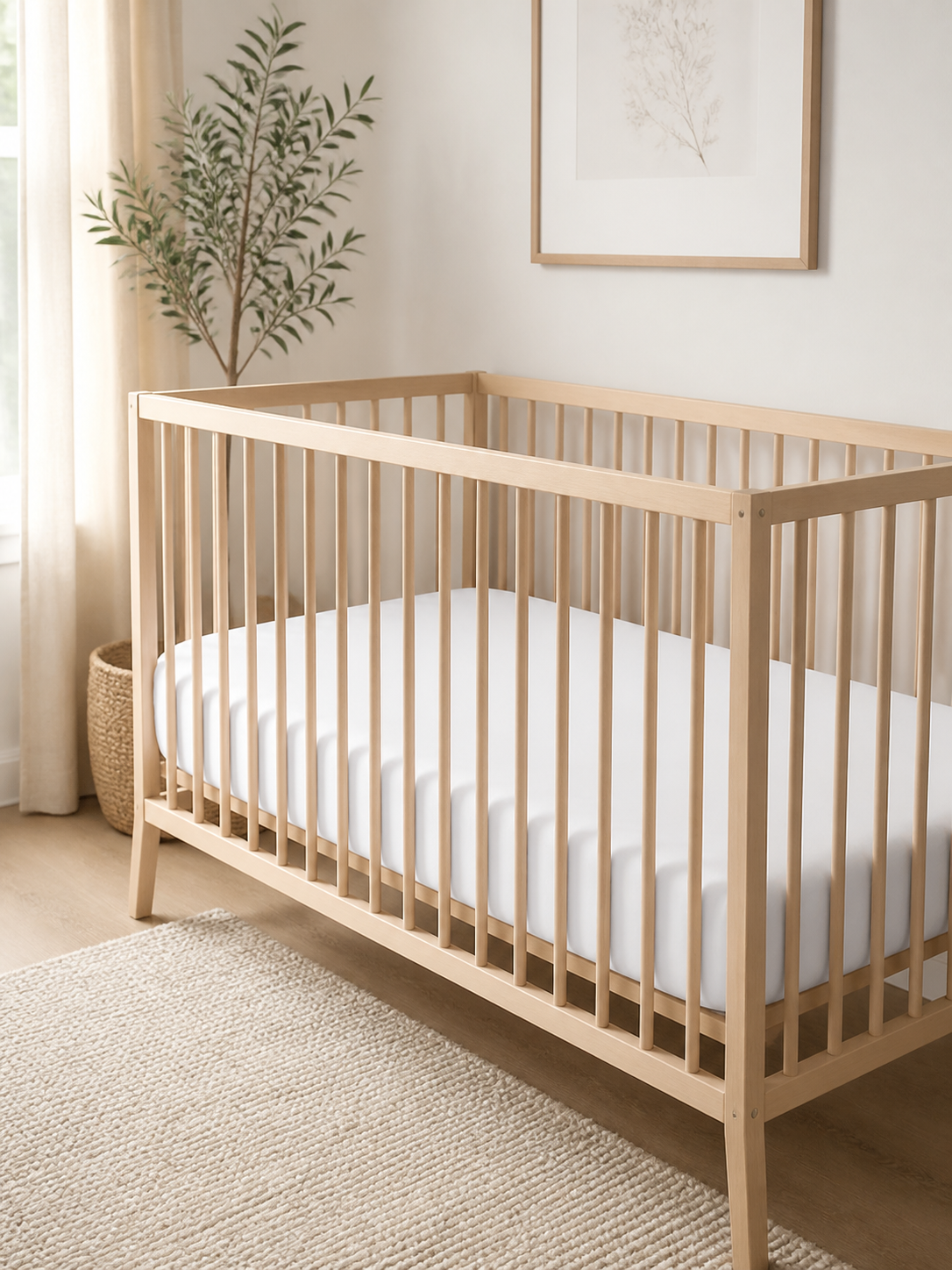 Included in the set: solid flannel crib sheet fitted to a standard crib mattress