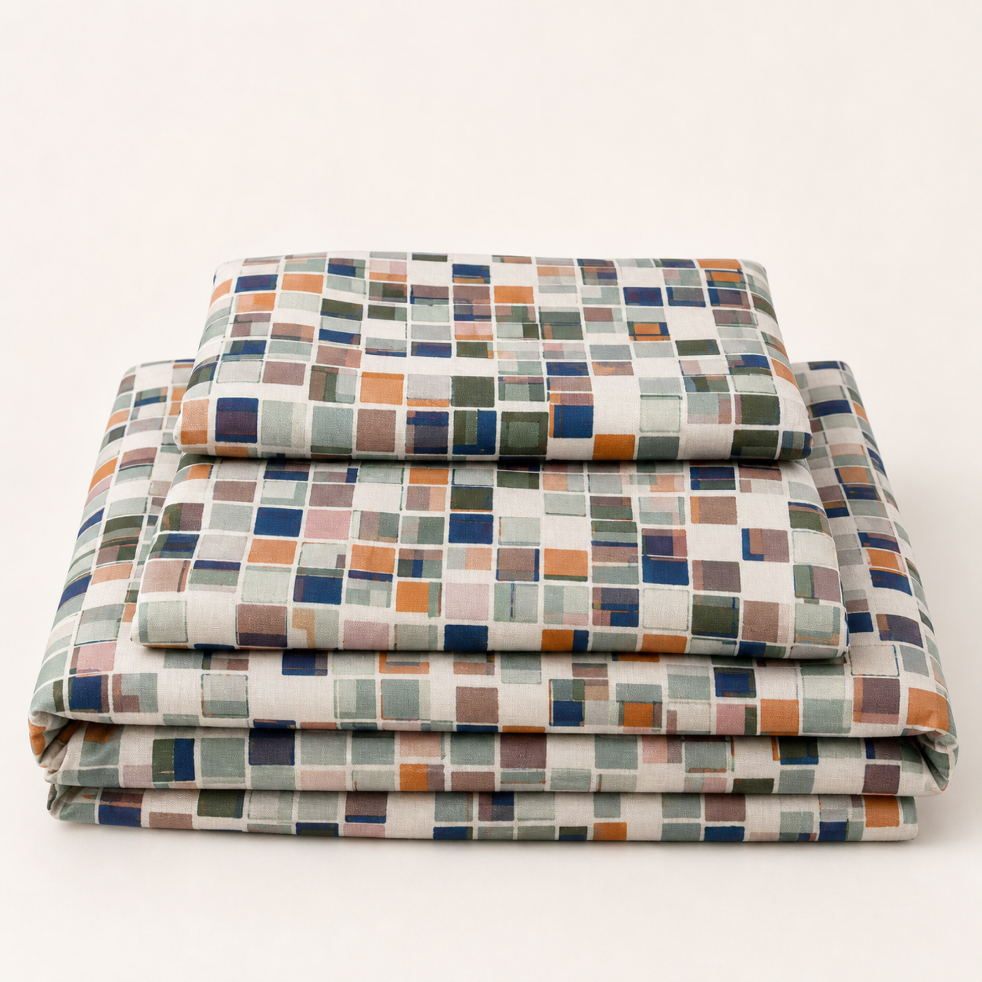Canoa Mosaic Duvet Cover Set folded on a white studio background