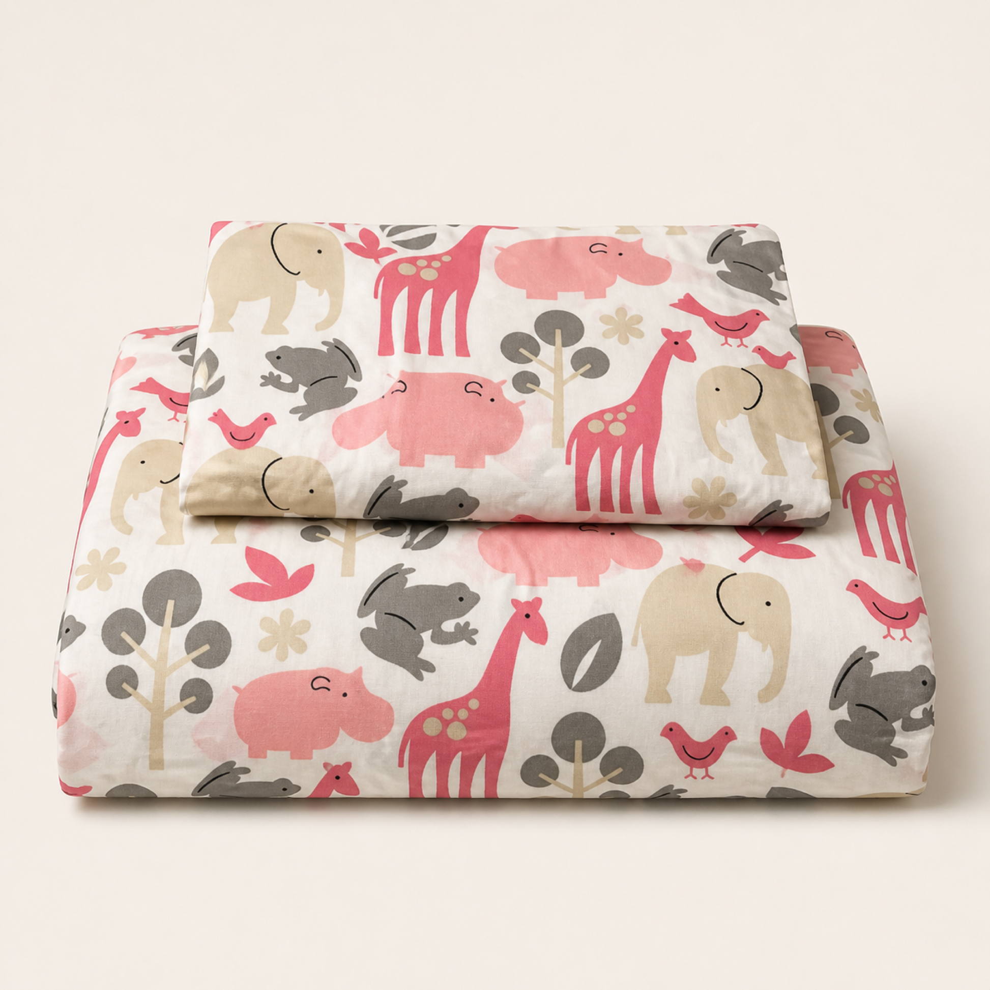 Safari Animals Sheet Set folded on a white studio background