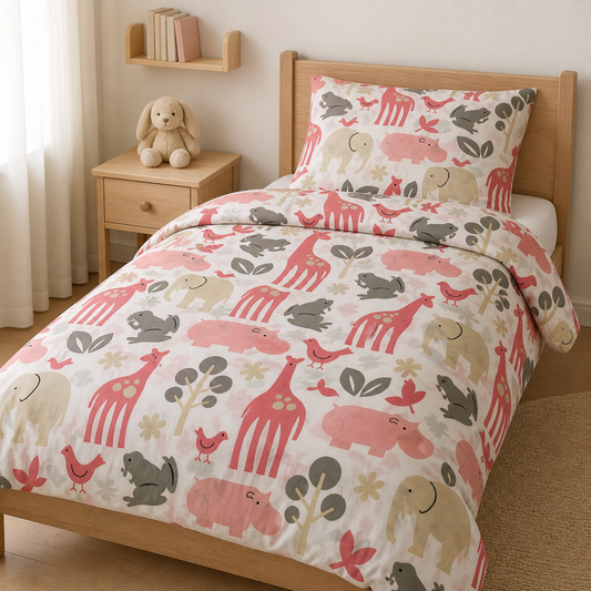 Safari Animals Sheet Set styled on a kid's bed