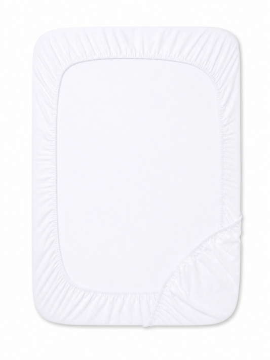 Solid flannel crib sheet shown flat against a clean background