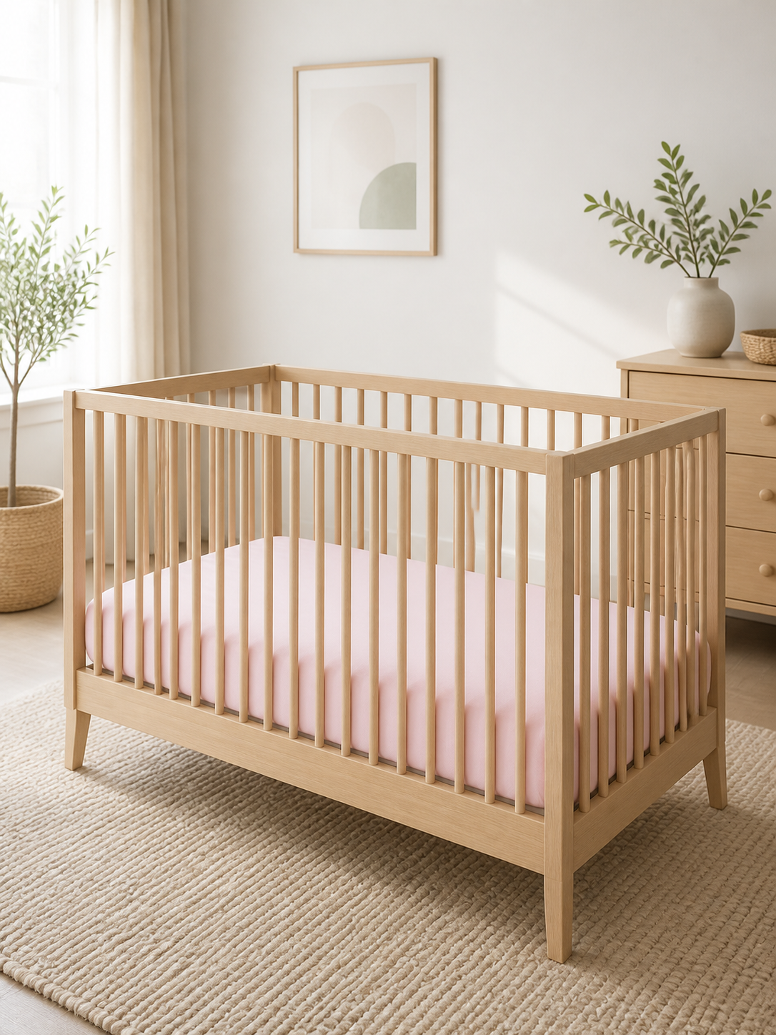 Flannel crib sheet shown in a full nursery setting
