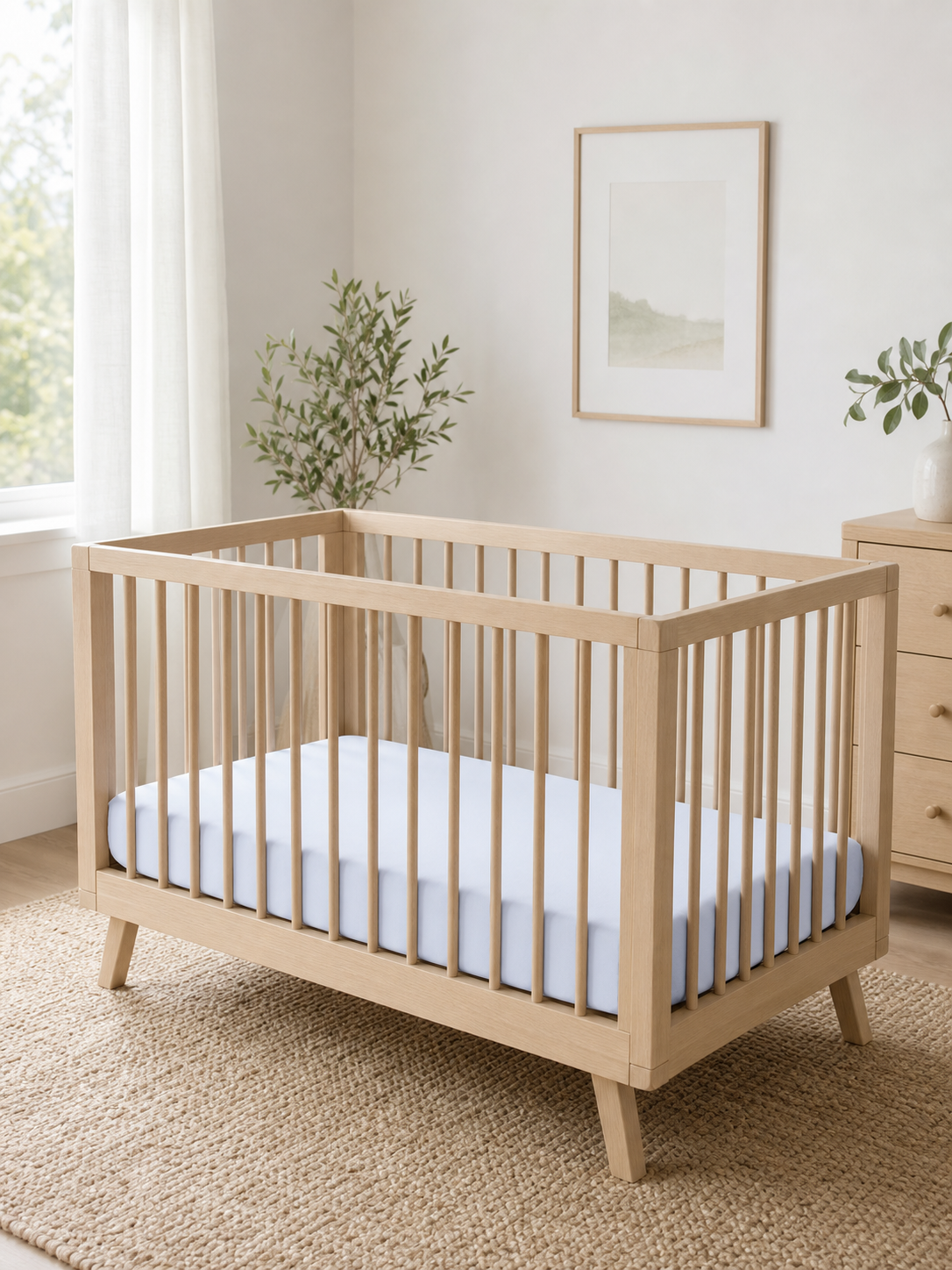 Flannel crib sheet shown in a full nursery setting