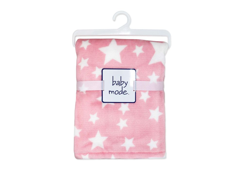 Star print flannel fleece baby blanket