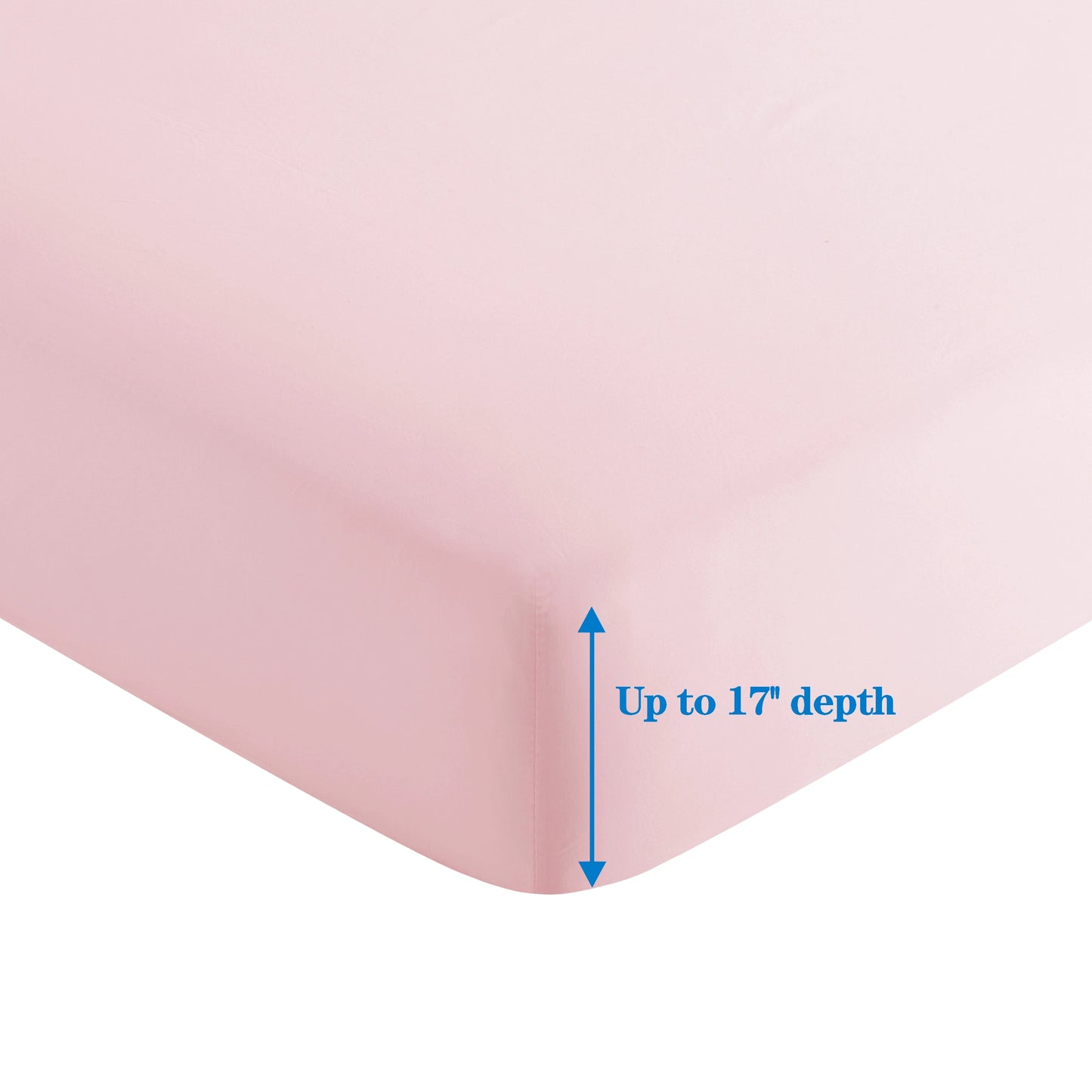 Detail of the pink Queen sheet set fabric and hem