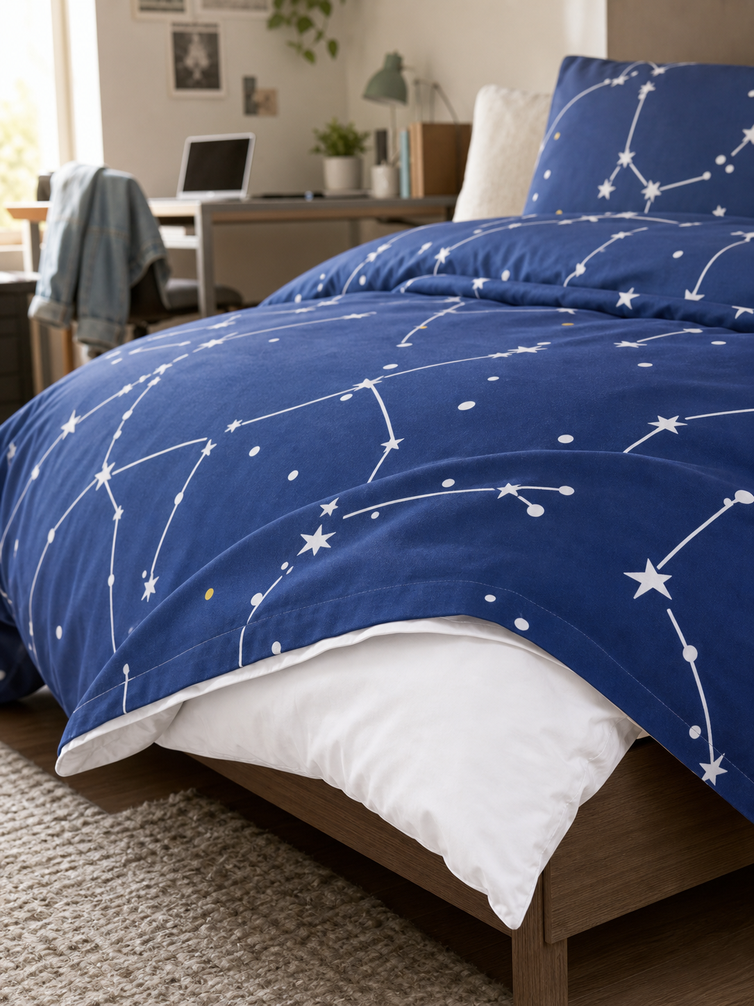 Galaxy duvet cover partly open showing the duvet insert inside