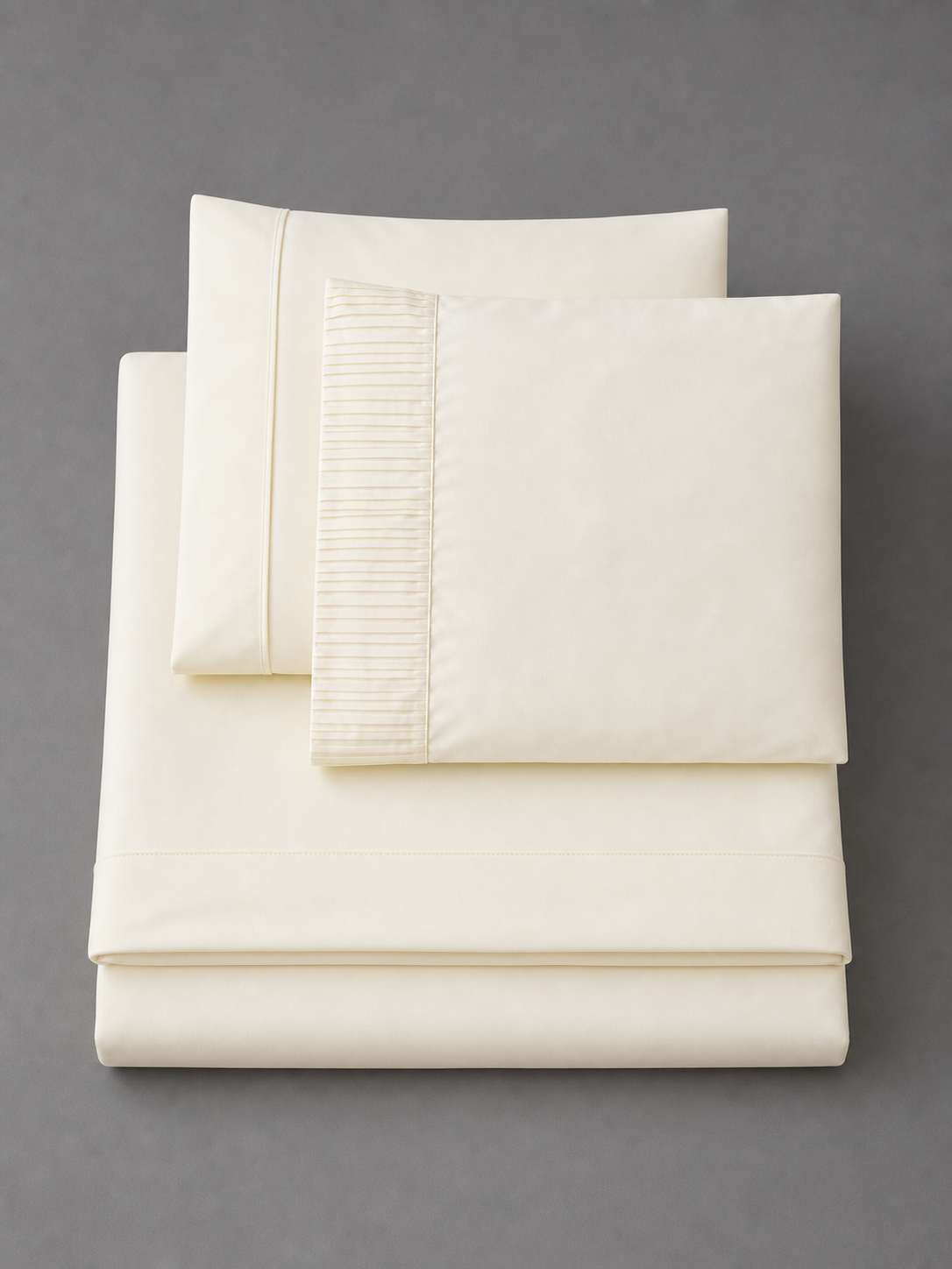 Flat lay of the Twin XL sheet set showing fitted sheet, flat sheet and pillowcases