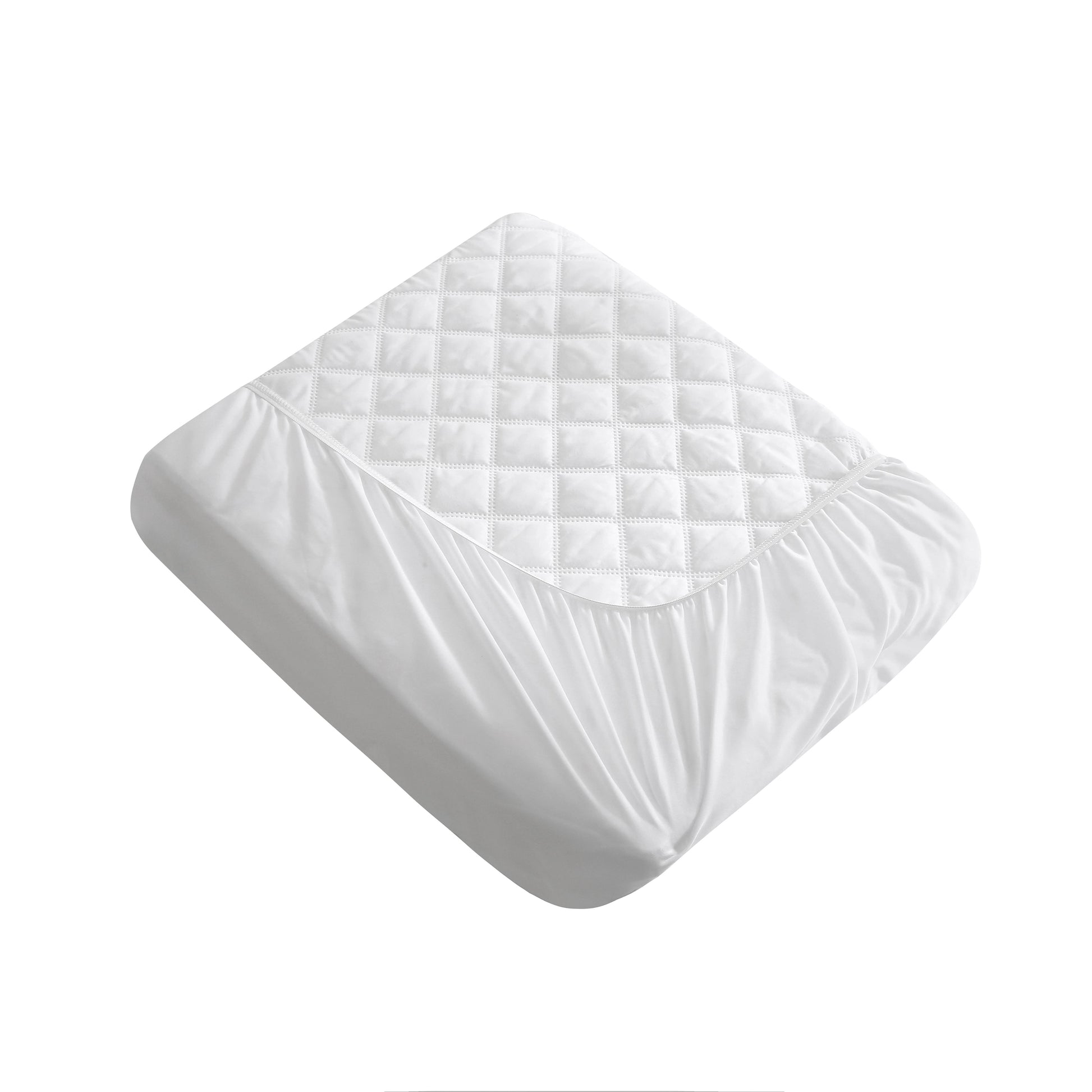 Corner view of the Twin XL mattress pad showing the deep elasticated skirt
