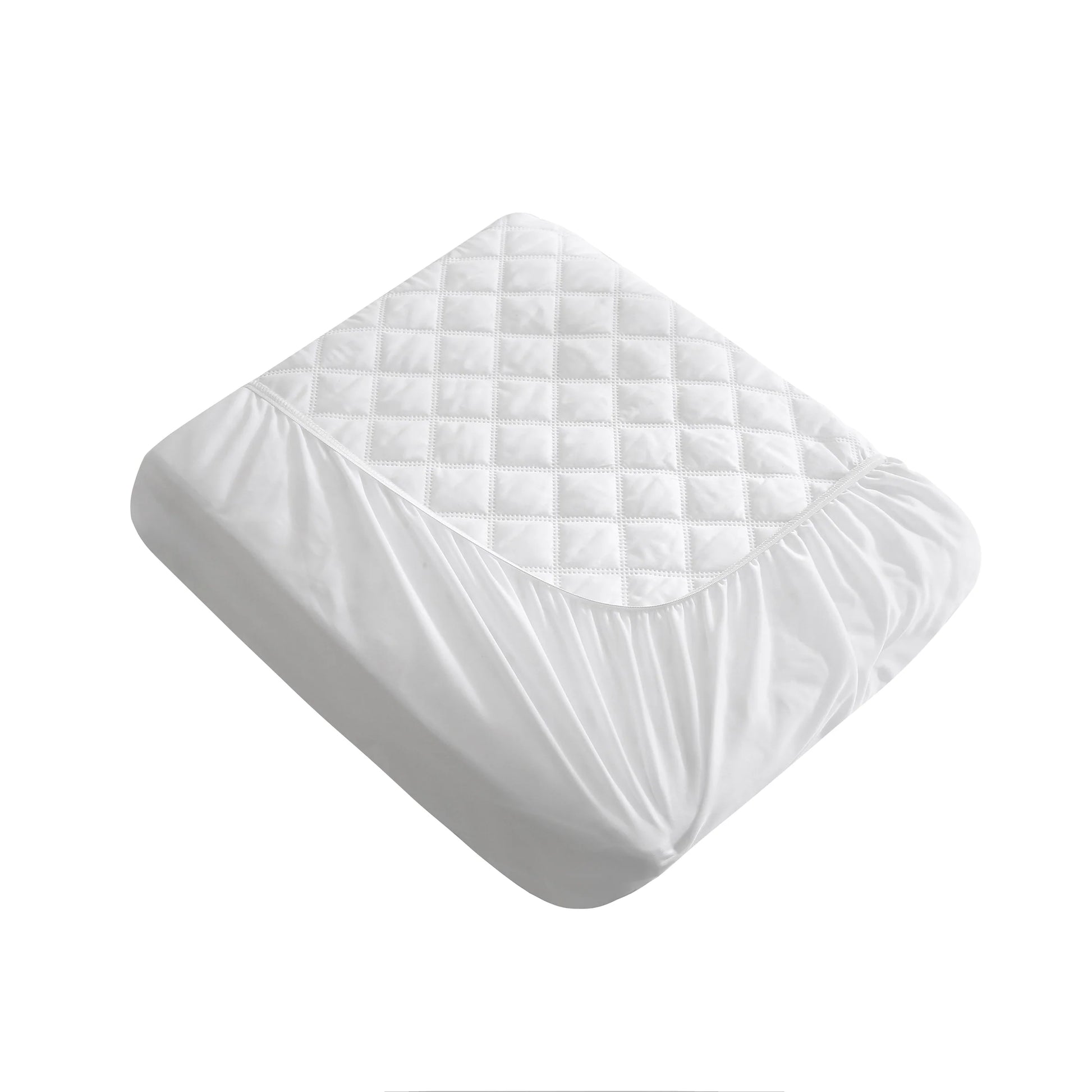 Waterproof Twin XL mattress pad shown from the corner on a dorm bed