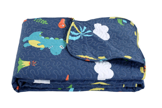 Close-up of the dinosaur print quilting detail