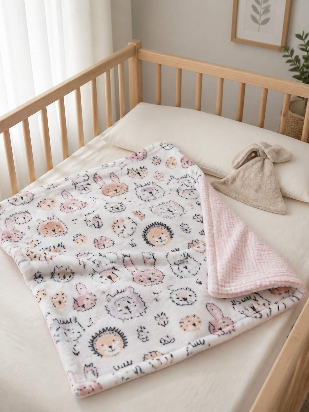 Reversible Printed Blanket - Pink Dino