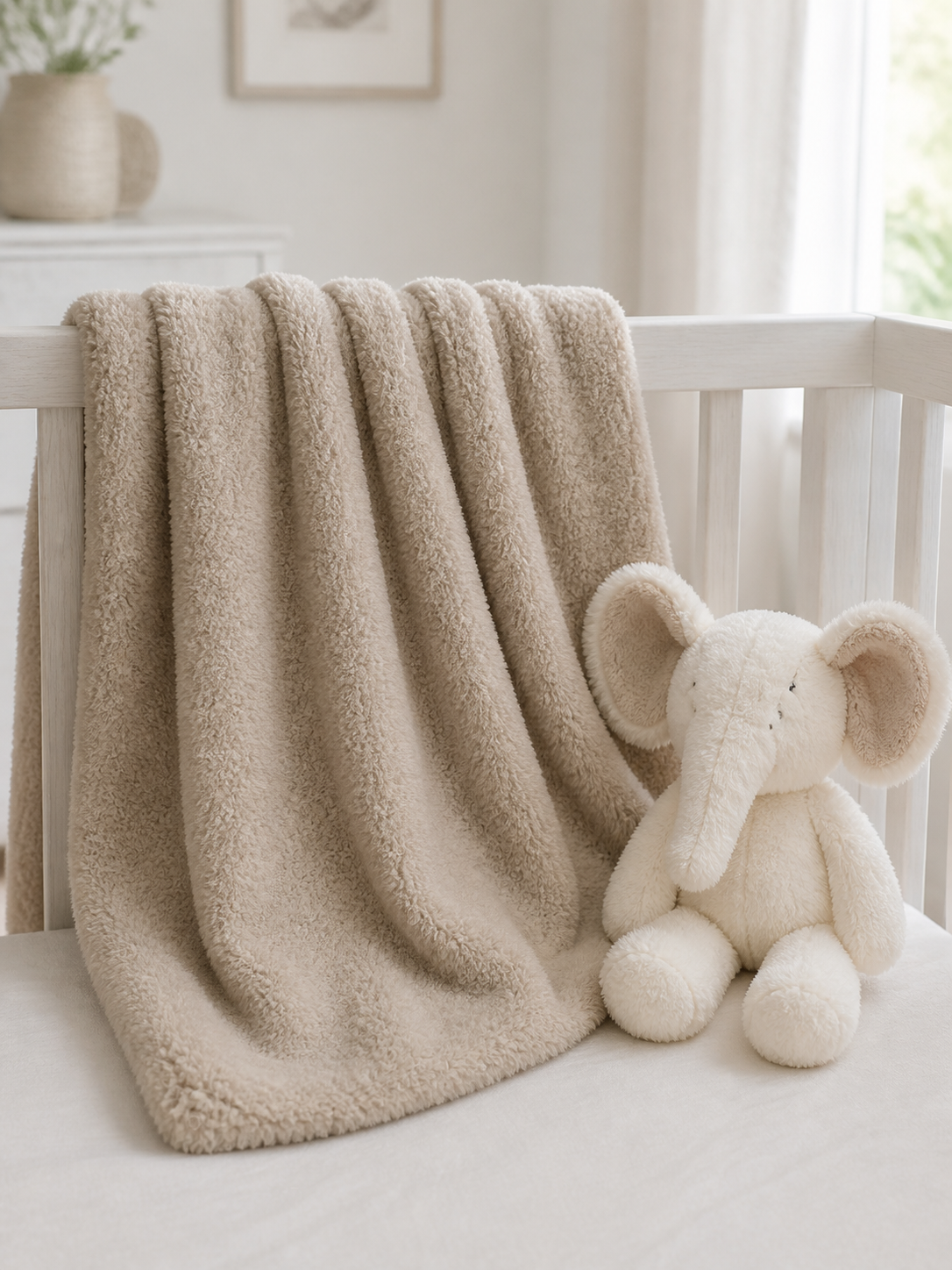Chenille Toy With Blanket - Ivory Bunny