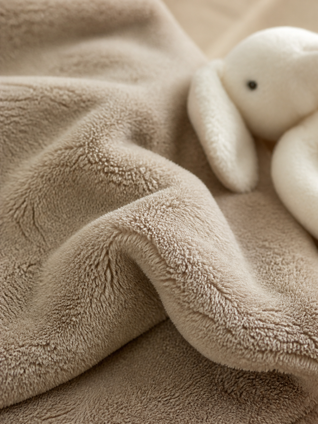 Chenille Toy With Blanket - Ivory Bunny