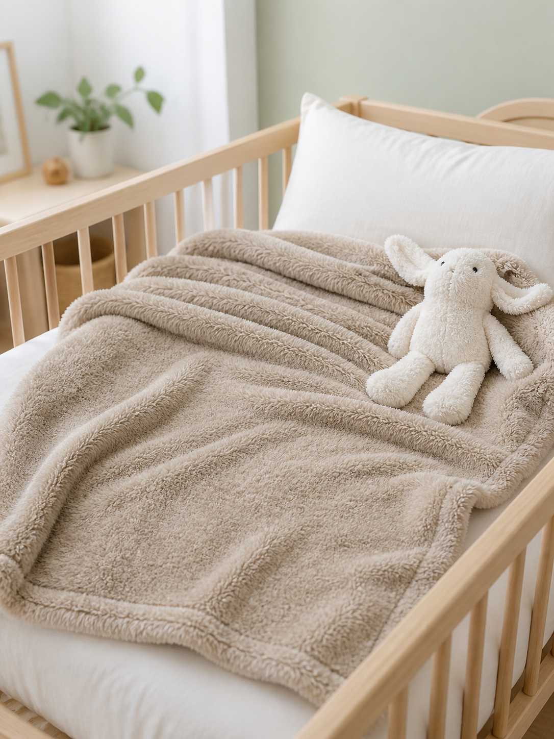 Chenille Toy With Blanket - Ivory Bunny