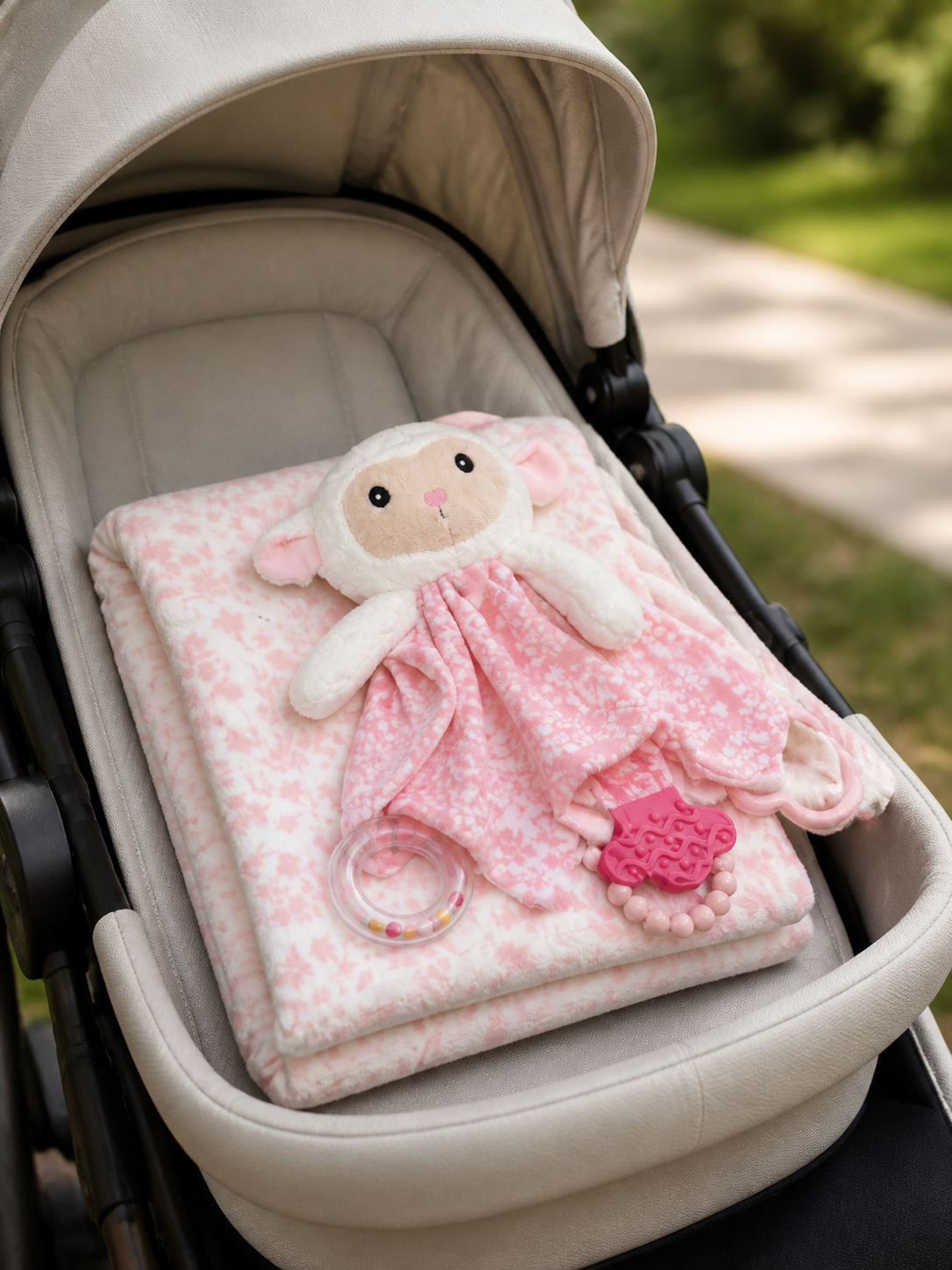Plush Activity NUNU & Blanket - Pink Lamb