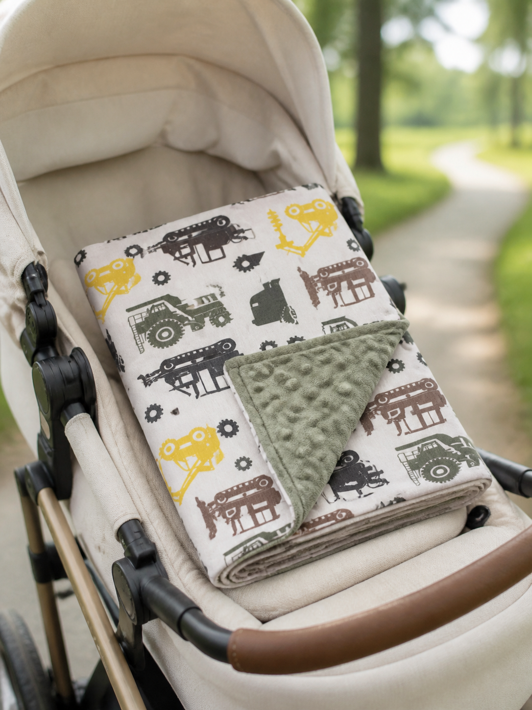 2 Layer Reversible Mink/Popcorn Blanket - Sage Construction