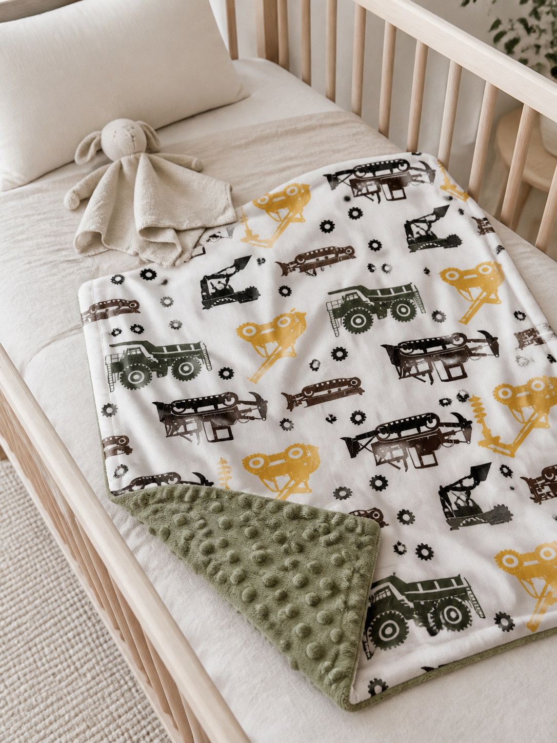 2 Layer Reversible Mink/Popcorn Blanket - Sage Construction