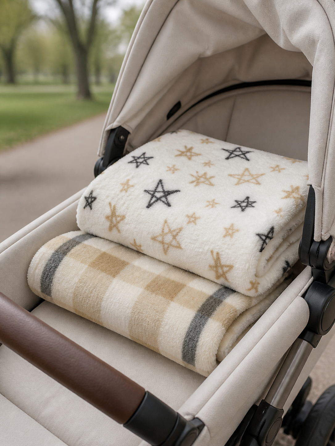2 Pack Flannel Fleece Blanket - Tan Stars