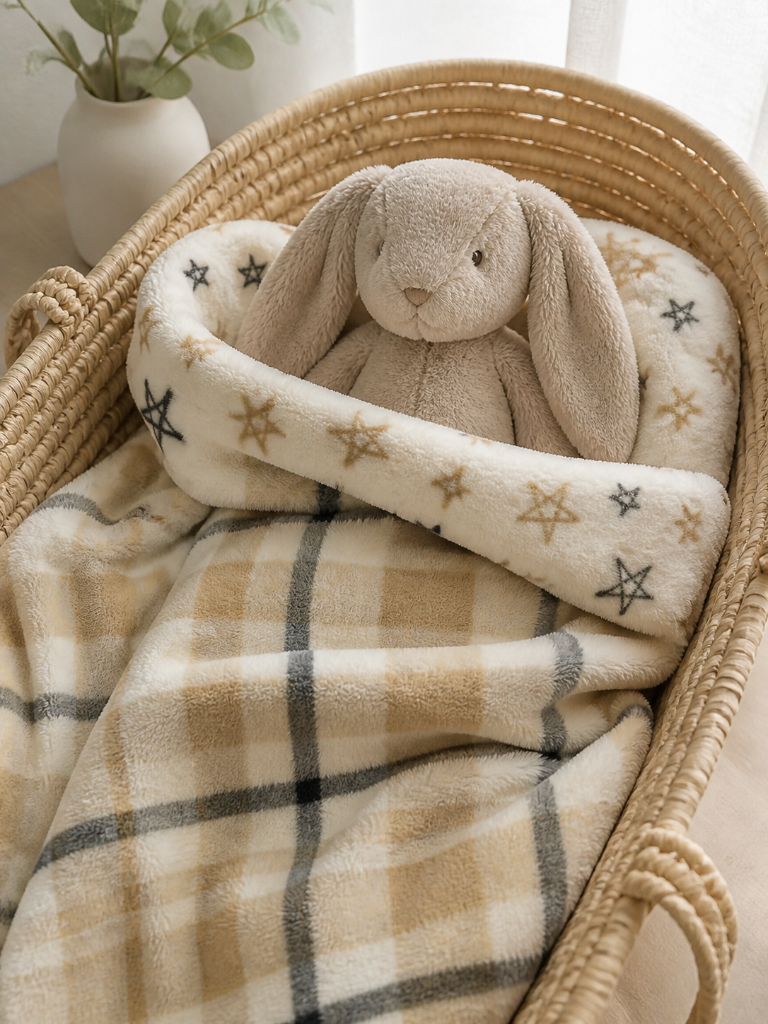 2 Pack Flannel Fleece Blanket - Tan Stars